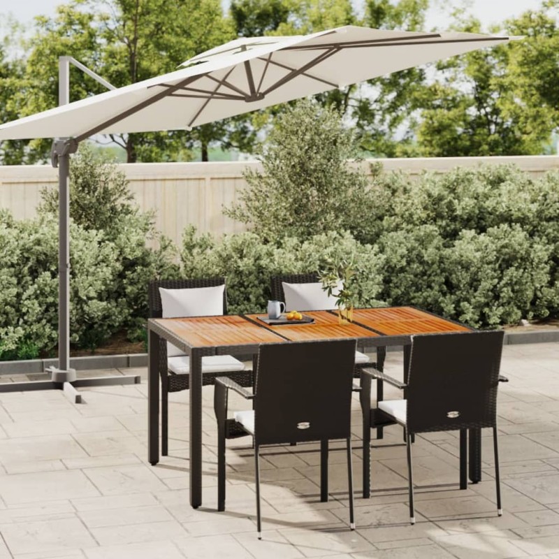 vidaXL 5-tlg. Garten-Essgruppe mit Kissen Schwarz Poly Rattan vidaXL 5-tlg. Garten-Essgruppe mit Kissen Schwarz Poly Rattan