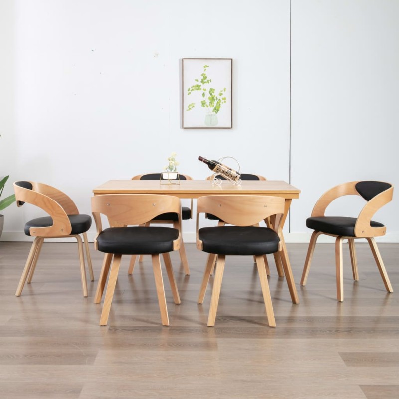 vidaXL Esszimmerstühle 6 Stk. Schwarz Bugholz und Kunstleder vidaXL Esszimmerstühle 6 Stk. Schwarz Bugholz und Kunstleder