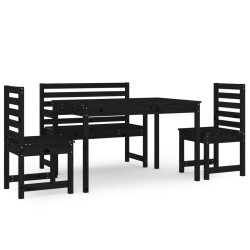 vidaXL 4-tlg. Garten-Essgruppe Schwarz Massivholz Kiefer