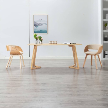 Esszimmerstühle 2 Stk. Creme Bugholz und Kunstleder