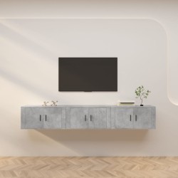 vidaXL TV-Wandschränke 3 Stk. Betongrau 80x34,5x40 cm