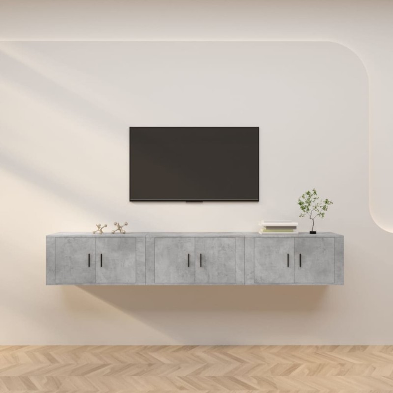 vidaXL TV-Wandschränke 3 Stk. Betongrau 80x34,5x40 cm vidaXL TV-Wandschränke 3 Stk. Betongrau 80x34,5x40 cm