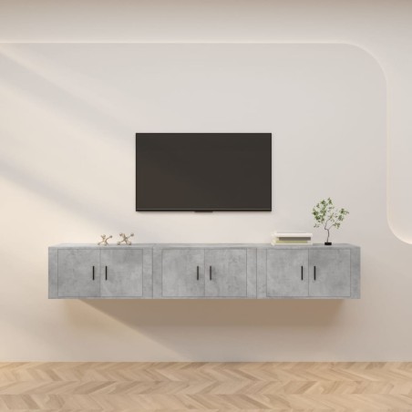 vidaXL TV-Wandschränke 3 Stk. Betongrau 80x34,5x40 cm
