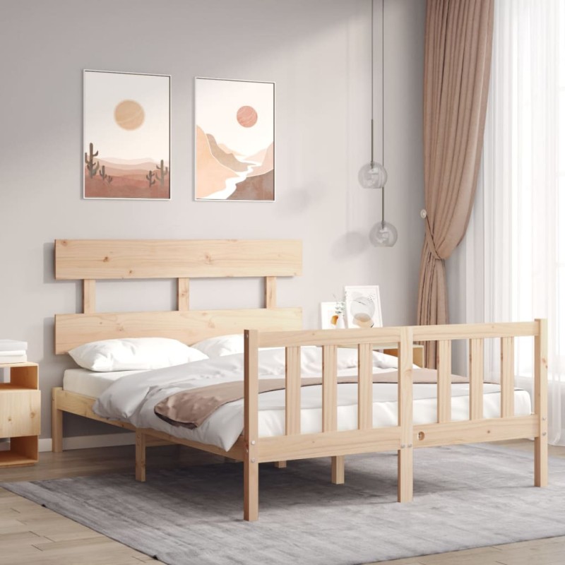 vidaXL Massivholzbett mit Kopfteil vidaXL Massivholzbett mit Kopfteil