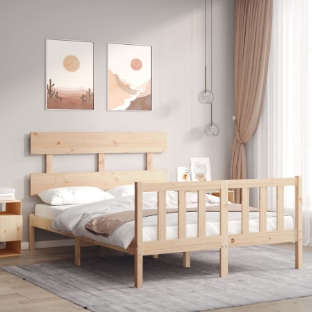 vidaXL Massivholzbett mit Kopfteil