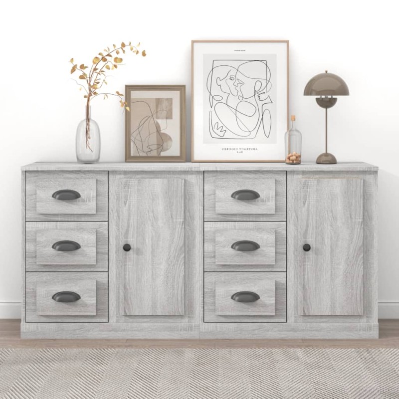 vidaXL Sideboards 2 Stk. Grau Sonoma Holzwerkstoff vidaXL Sideboards 2 Stk. Grau Sonoma Holzwerkstoff