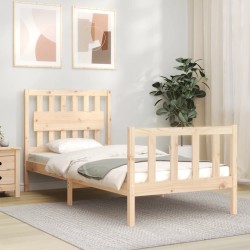 vidaXL Massivholzbett mit Kopfteil 90x200 cm