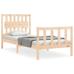 vidaXL Massivholzbett mit Kopfteil 90x200 cm