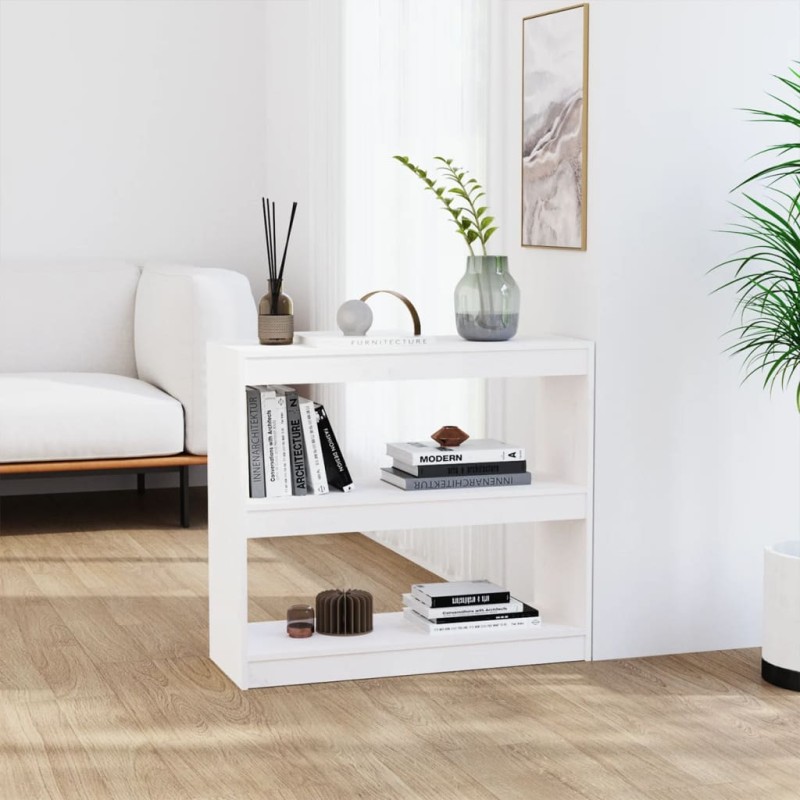 vidaXL Bücherregal Raumteiler Weiß 80x30x71,5 cm Massivholz Kiefer vidaXL Bücherregal Raumteiler Weiß 80x30x71,5 cm Massivholz Kiefer