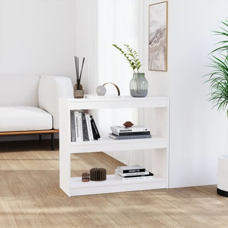 vidaXL Bücherregal Raumteiler Weiß 80x30x71,5 cm Massivholz Kiefer