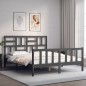 vidaXL Massivholzbett mit Kopfteil Grau 160x200 cm vidaXL Massivholzbett mit Kopfteil Grau 160x200 cm