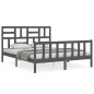 vidaXL Massivholzbett mit Kopfteil Grau 160x200 cm vidaXL Massivholzbett mit Kopfteil Grau 160x200 cm