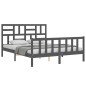 vidaXL Massivholzbett mit Kopfteil Grau 160x200 cm vidaXL Massivholzbett mit Kopfteil Grau 160x200 cm