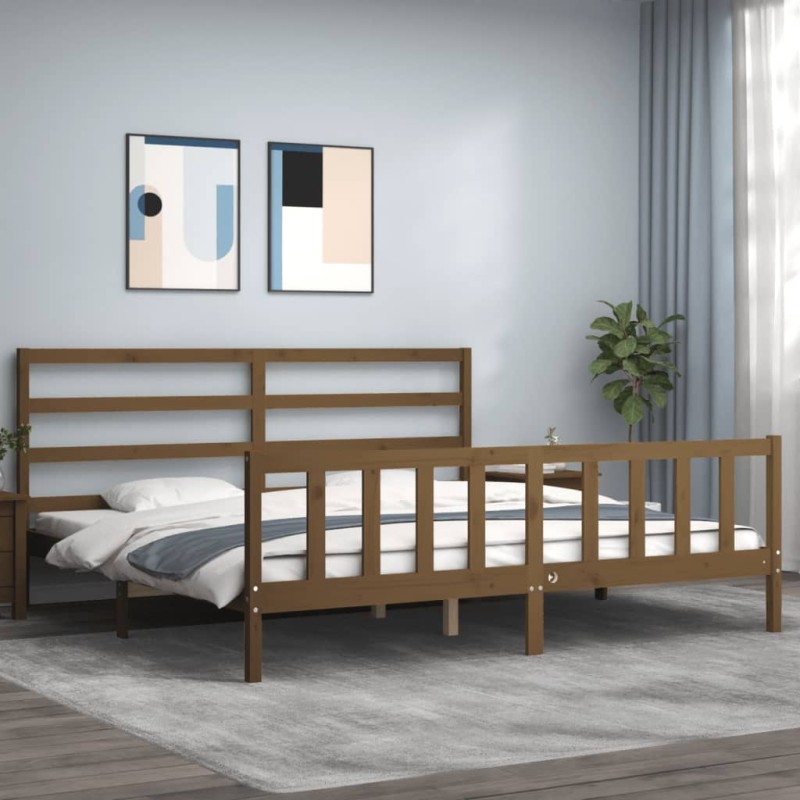 vidaXL Bettgestell mit Kopfteil Honigbraun 180x200 cm Massivholz vidaXL Bettgestell mit Kopfteil Honigbraun 180x200 cm Massivholz