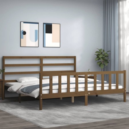 vidaXL Bettgestell mit Kopfteil Honigbraun 180x200 cm Massivholz