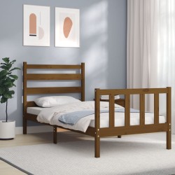vidaXL Bettrahmen mit Kopfteil Honigbraun 90x190 cm Massivholz