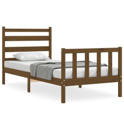 vidaXL Bettrahmen mit Kopfteil Honigbraun 90x190 cm Massivholz