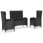 vidaXL 3-tlg. Garten-Essgruppe mit Kissen Schwarz Poly Rattan vidaXL 3-tlg. Garten-Essgruppe mit Kissen Schwarz Poly Rattan