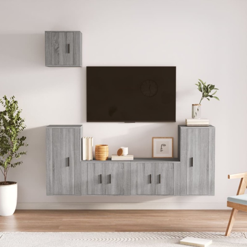 vidaXL 5-tlg. TV-Schrank-Set Grau Sonoma Holzwerkstoff vidaXL 5-tlg. TV-Schrank-Set Grau Sonoma Holzwerkstoff