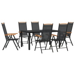 vidaXL 7-tlg. Garten-Essgruppe Schwarz Aluminium 