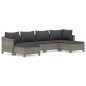 vidaXL 6-tlg. Garten-Lounge-Set mit Kissen Grau Poly Rattan vidaXL 6-tlg. Garten-Lounge-Set mit Kissen Grau Poly Rattan