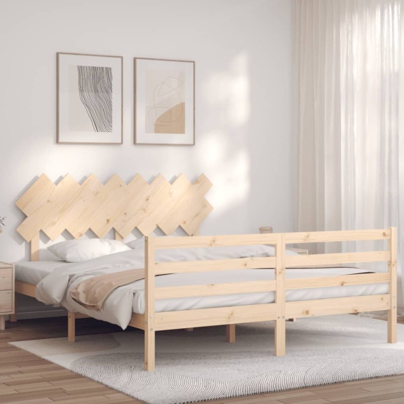 vidaXL Massivholzbett mit Kopfteil 160x200 cm vidaXL Massivholzbett mit Kopfteil 160x200 cm