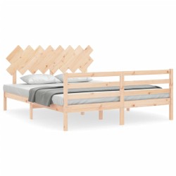 vidaXL Massivholzbett mit Kopfteil 160x200 cm