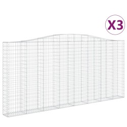 vidaXL Gabionen mit Hochbogen 3 Stk. 400x30x180/200cm Verzinktes Eisen