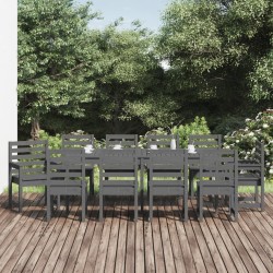 vidaXL 11-tlg. Garten-Essgruppe Grau Massivholz Kiefer