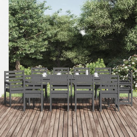 vidaXL 11-tlg. Garten-Essgruppe Grau Massivholz Kiefer