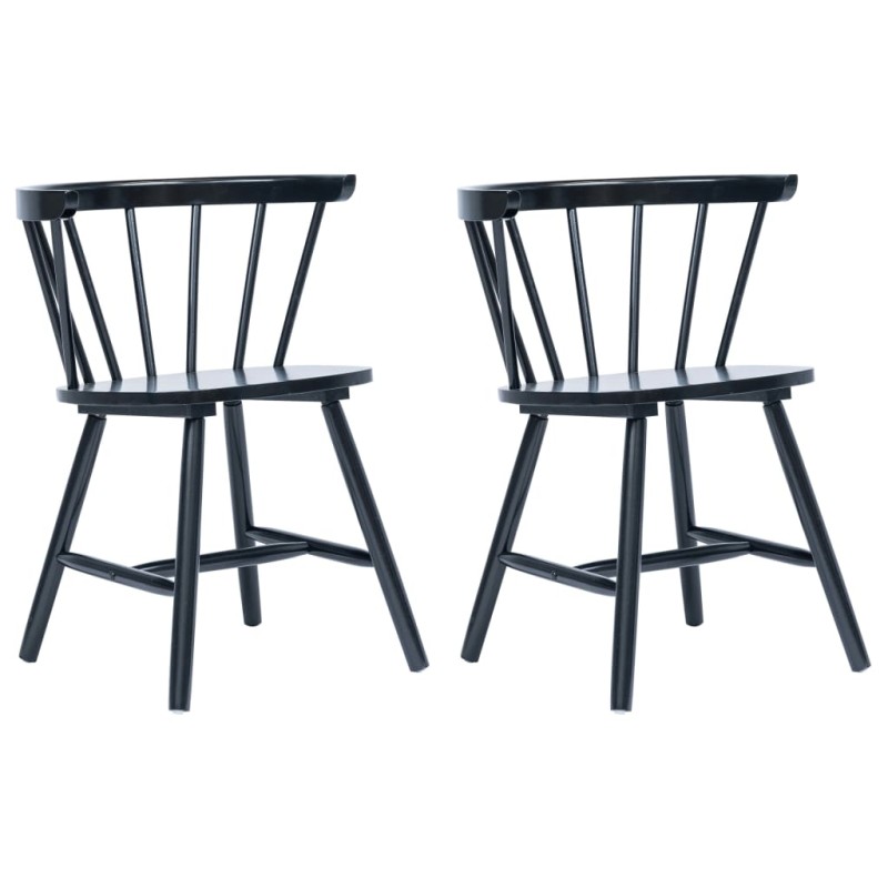 vidaXL Esszimmerstühle 2 Stk. Schwarz Gummiholz Massiv vidaXL Esszimmerstühle 2 Stk. Schwarz Gummiholz Massiv
