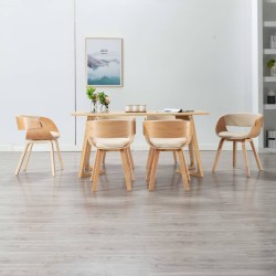 vidaXL Esszimmerstühle 6 Stk. Creme Bugholz und Kunstleder 