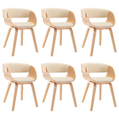 vidaXL Esszimmerstühle 6 Stk. Creme Bugholz und Kunstleder 