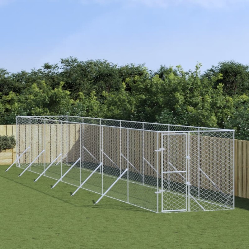 vidaXL Outdoor-Hundezwinger Silbern 2x14x2 m Verzinkter Stahl vidaXL Outdoor-Hundezwinger Silbern 2x14x2 m Verzinkter Stahl