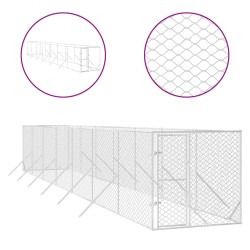 vidaXL Outdoor-Hundezwinger Silbern 2x14x2 m Verzinkter Stahl
