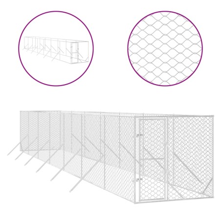 vidaXL Outdoor-Hundezwinger Silbern 2x14x2 m Verzinkter Stahl