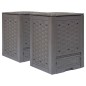 Gartenkomposter 2 Stk. Braun 60x60x83cm 600 L Kunststoff Rattan Gartenkomposter 2 Stk. Braun 60x60x83cm 600 L Kunststoff Rattan