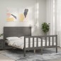 vidaXL Massivholzbett mit Kopfteil Grau 120x200 cm vidaXL Massivholzbett mit Kopfteil Grau 120x200 cm