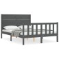 vidaXL Massivholzbett mit Kopfteil Grau 120x200 cm vidaXL Massivholzbett mit Kopfteil Grau 120x200 cm
