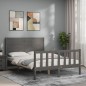 vidaXL Massivholzbett mit Kopfteil Grau 120x200 cm vidaXL Massivholzbett mit Kopfteil Grau 120x200 cm