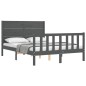 vidaXL Massivholzbett mit Kopfteil Grau 120x200 cm vidaXL Massivholzbett mit Kopfteil Grau 120x200 cm