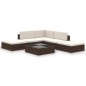 vidaXL 6-tlg. Garten-Lounge-Set mit Auflagen Poly Rattan Braun vidaXL 6-tlg. Garten-Lounge-Set mit Auflagen Poly Rattan Braun