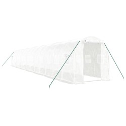 vidaXL Gewächshaus mit Stahlrahmen Weiß 28 m² 14x2x2 m