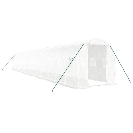 vidaXL Gewächshaus mit Stahlrahmen Weiß 28 m² 14x2x2 m