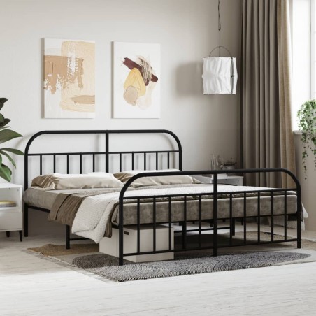 vidaXL Bettgestell mit Kopf- und Fußteil Metall Schwarz 160x200 cm