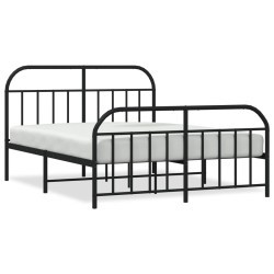 vidaXL Bettgestell mit Kopf- und Fußteil Metall Schwarz 160x200 cm