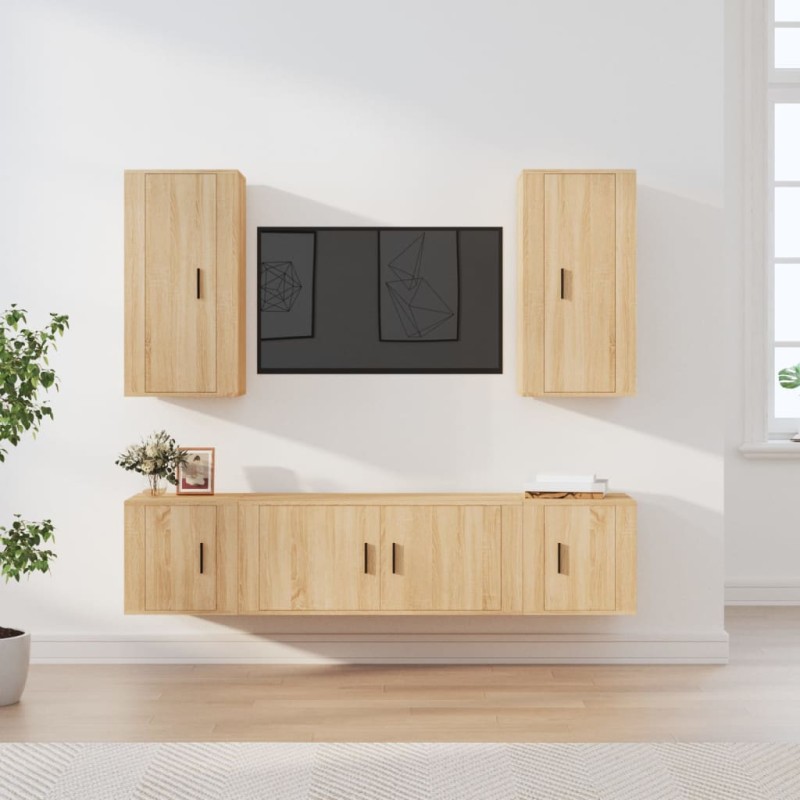 vidaXL 5-tlg. TV-Schrank-Set Sonoma-Eiche Holzwerkstoff vidaXL 5-tlg. TV-Schrank-Set Sonoma-Eiche Holzwerkstoff
