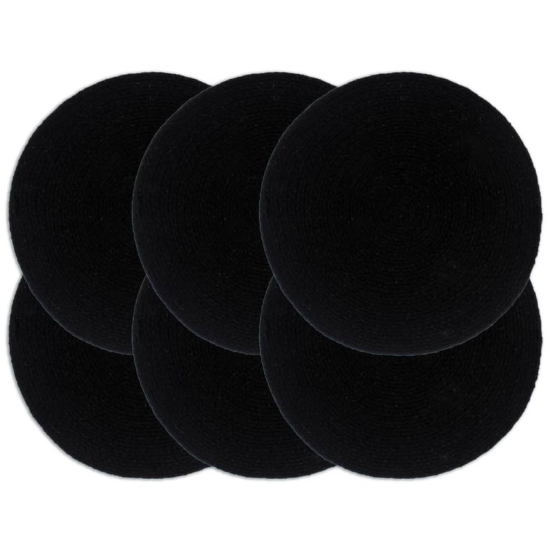 vidaXL Tischsets 6 Stk. Uni Schwarz 38 cm Rund Baumwolle vidaXL Tischsets 6 Stk. Uni Schwarz 38 cm Rund Baumwolle
