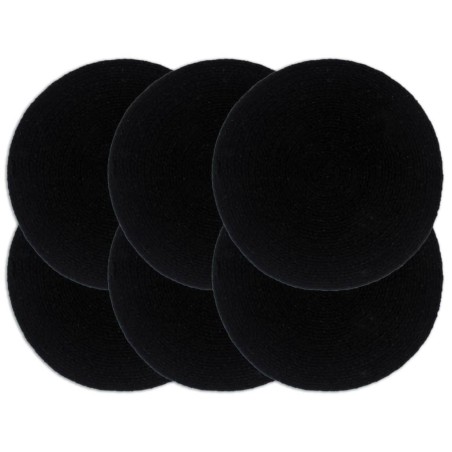 vidaXL Tischsets 6 Stk. Uni Schwarz 38 cm Rund Baumwolle 
