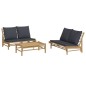vidaXL 3-tlg. Garten-Lounge-Set mit Dunkelgrauen Kissen Bambus vidaXL 3-tlg. Garten-Lounge-Set mit Dunkelgrauen Kissen Bambus